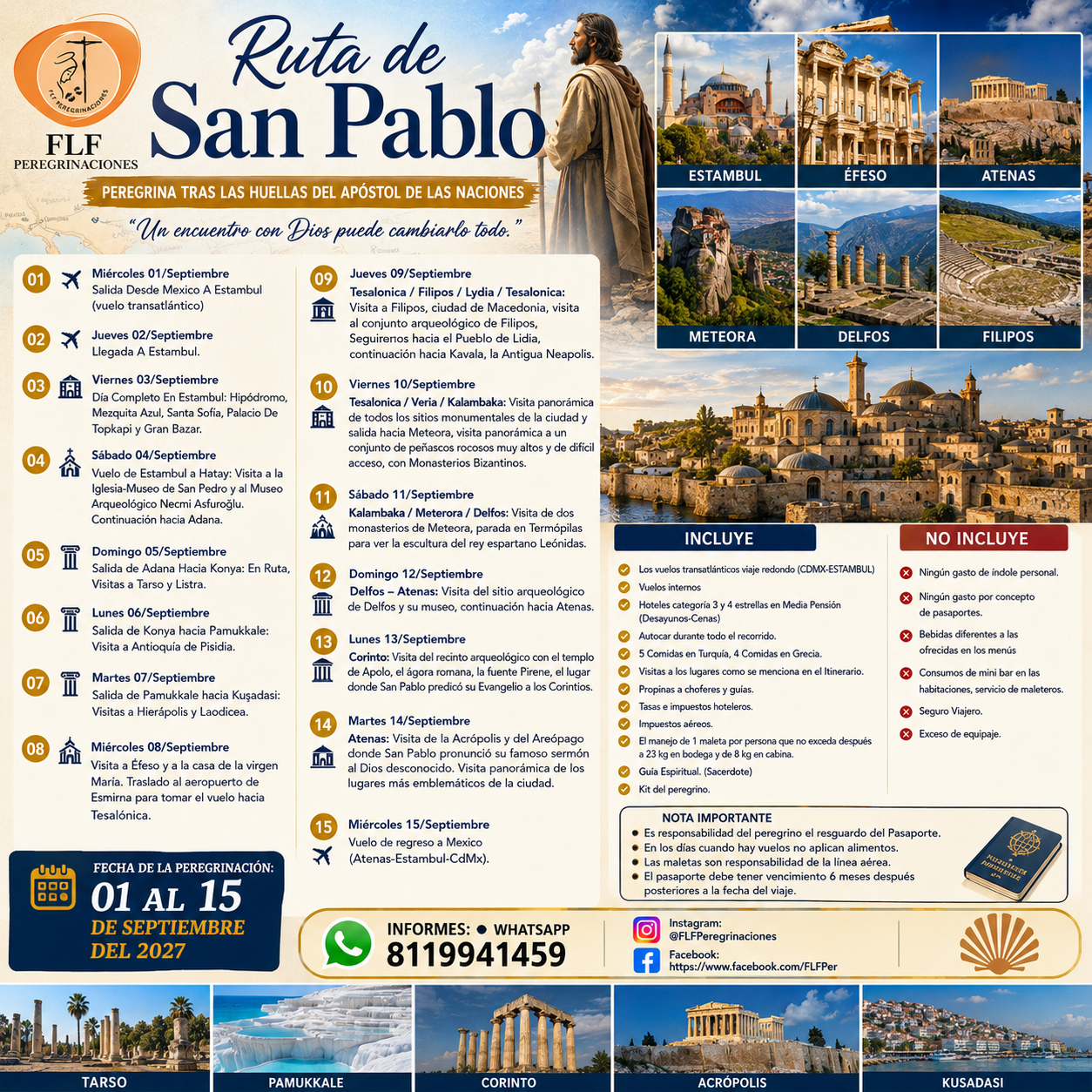 Itinerario Ruta de San Pablo 2027 · FLF Peregrinaciones